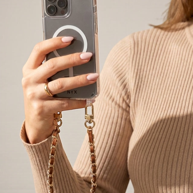 צמיד זהב ועור חום| דגם קלייר