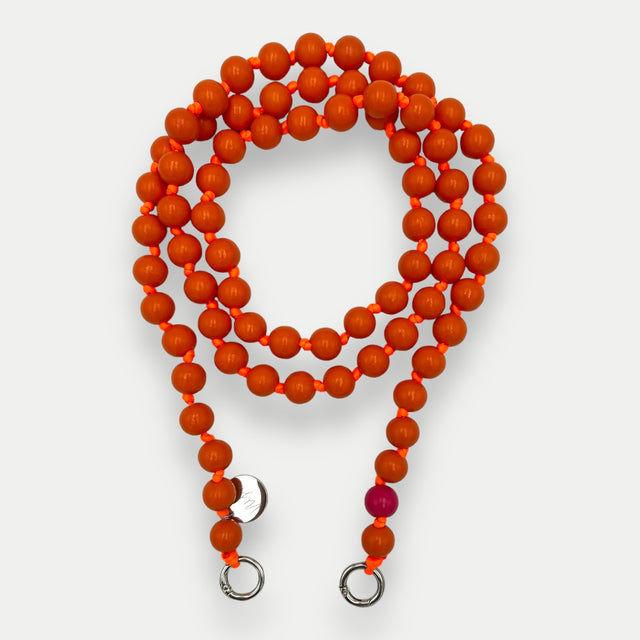 Orange שרשרת חרוזי עץ לטלפון