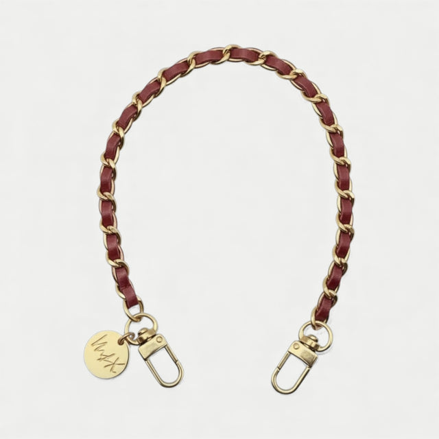 צמיד זהב ועור בורדו| דגם קלייר