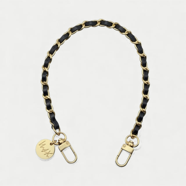 צמיד זהב ועור שחור| דגם קלייר