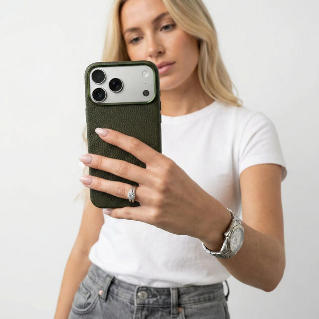 כיסוי עור קלאסי מגסייף | ירוק זית