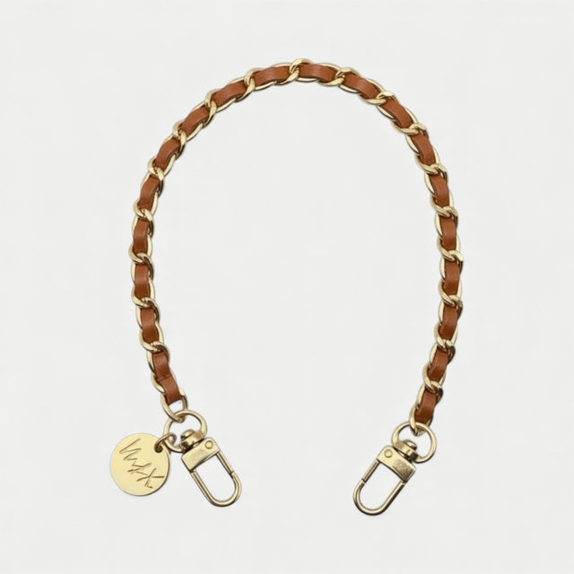 צמיד זהב ועור חום| דגם קלייר