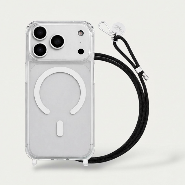 כיסוי שקוף + רצועה שחורה | כסוף