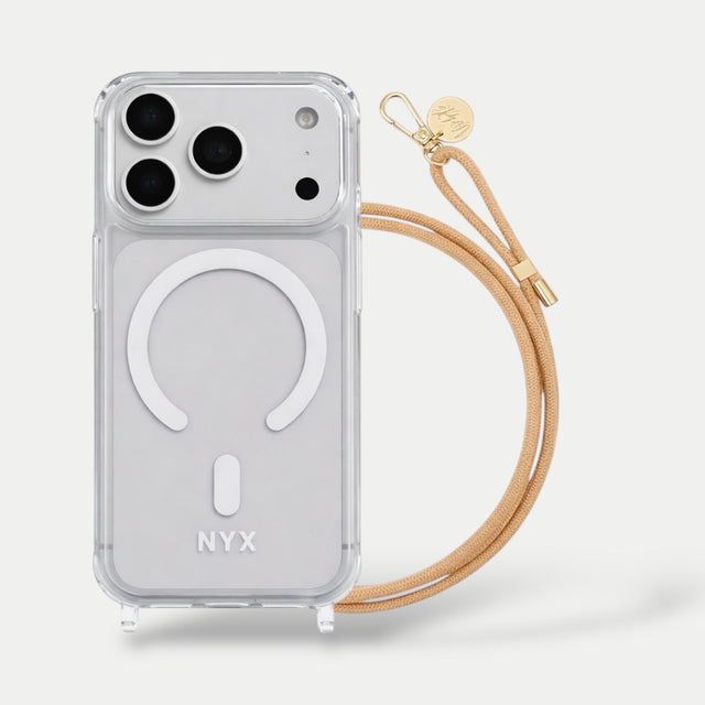 כיסוי שקוף + רצועה בז׳