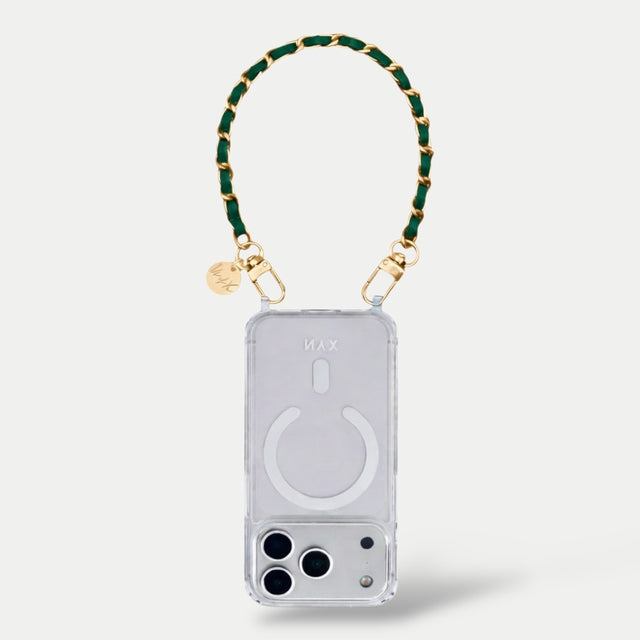 צמיד זהב ועור ירוק| דגם קלייר