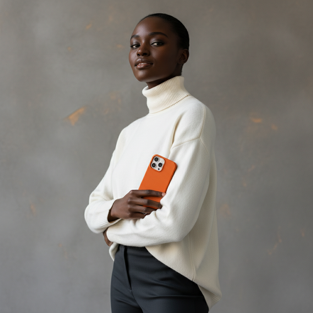 כיסוי עור מגסייף לטלפון כתום